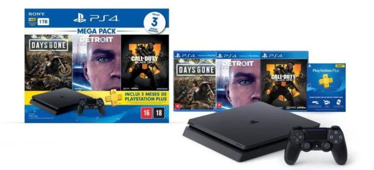 PlayStation 4 1TB + 1Joystick + 3 Jogos